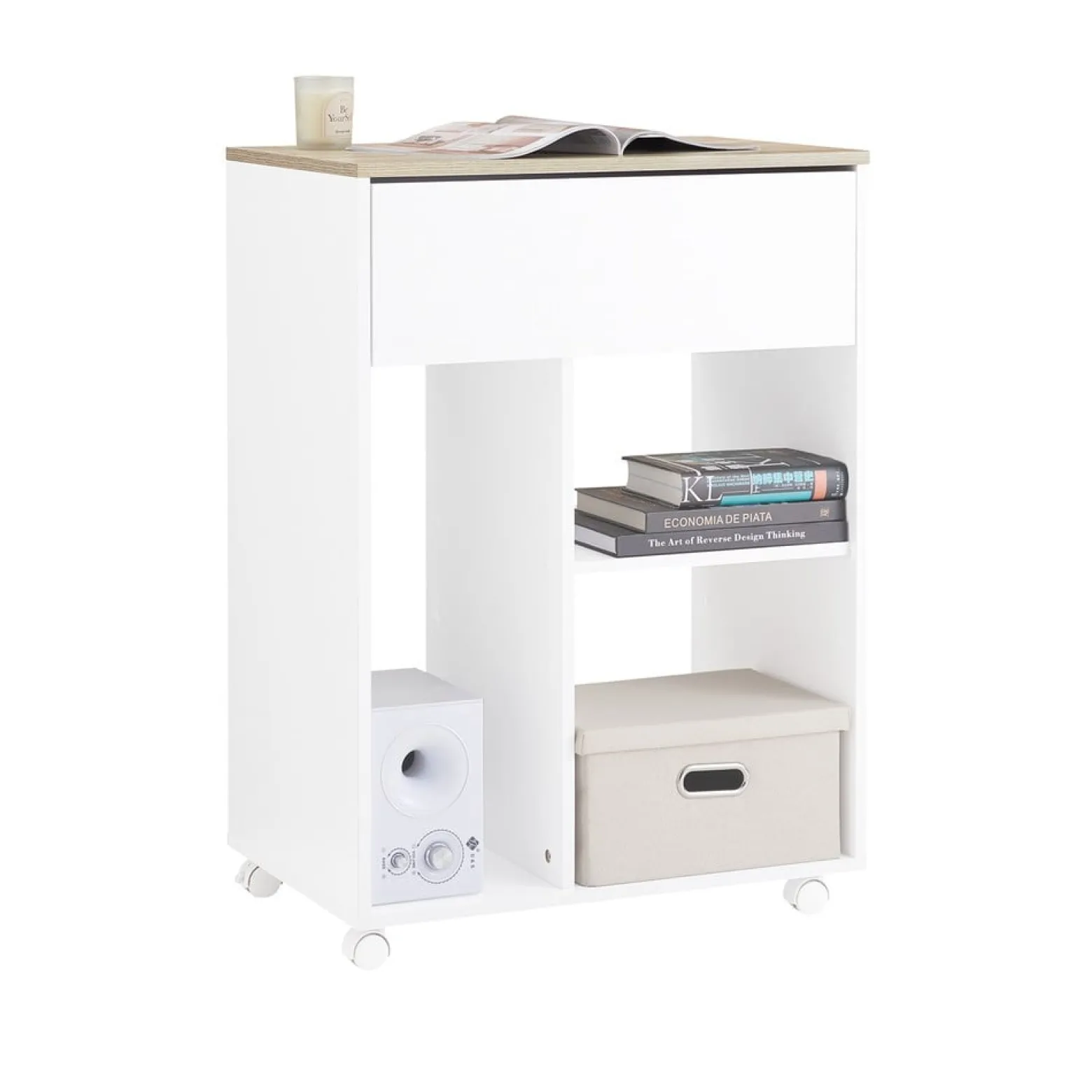 SoBuy Kontener biurowy z jedną szufladą 63x42x88cm Nowoczesny ASK10-NW