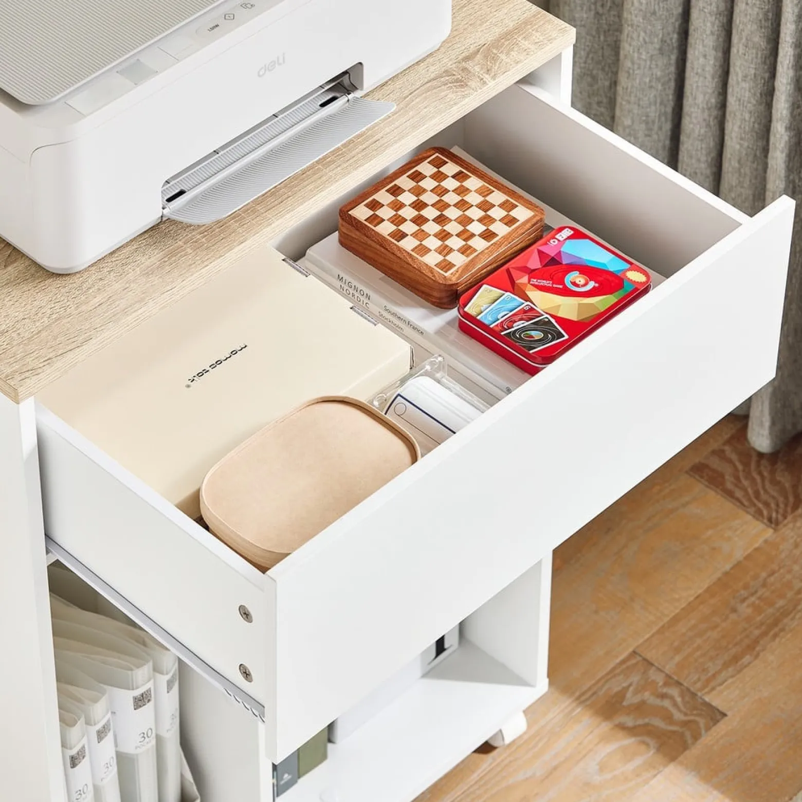 SoBuy Kontener biurowy z jedną szufladą 63x42x88cm Nowoczesny ASK10-NW