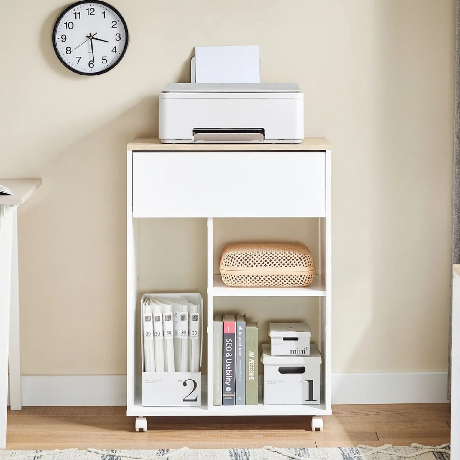 SoBuy Kontener biurowy z jedną szufladą 63x42x88cm Nowoczesny ASK10-NW