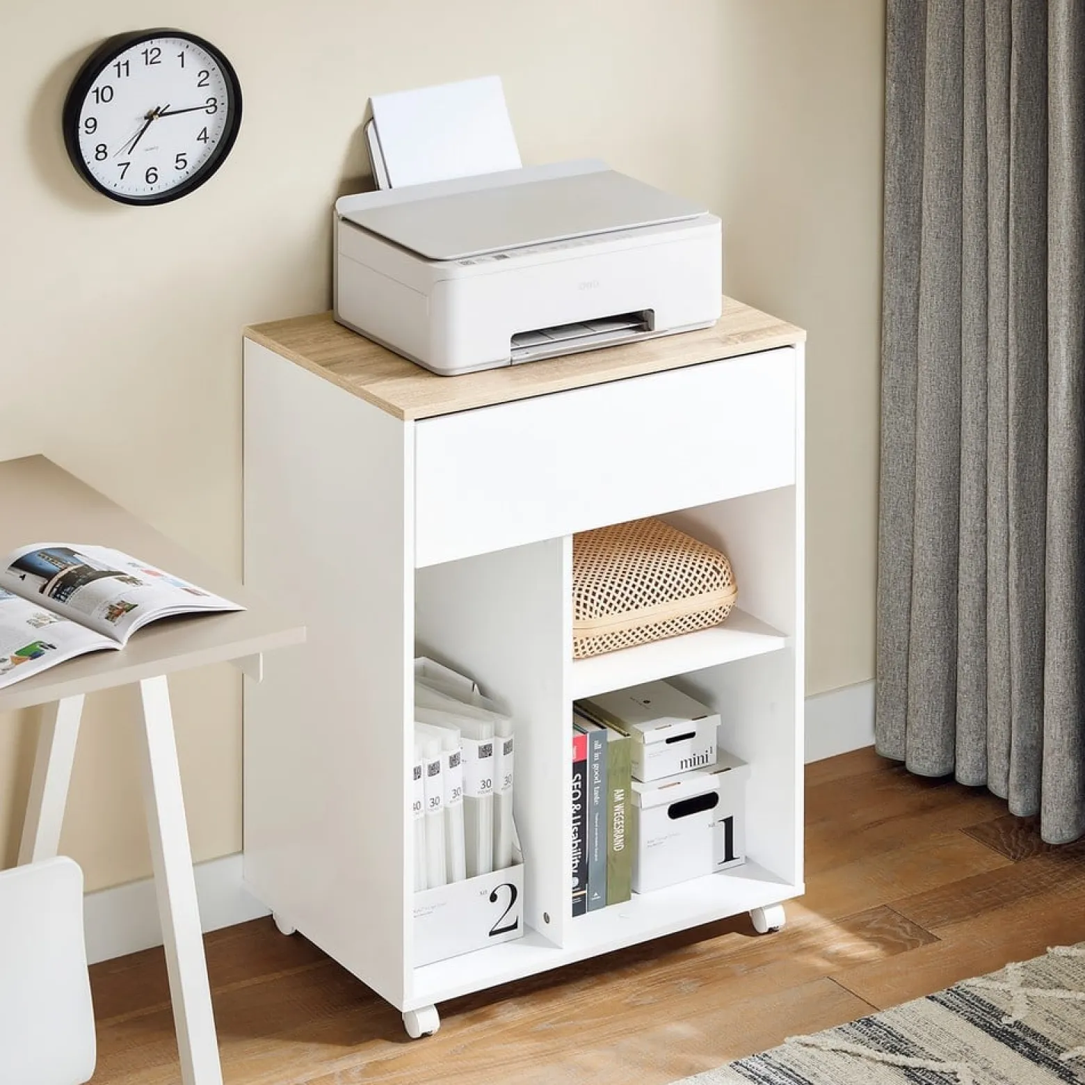 SoBuy Kontener biurowy z jedną szufladą 63x42x88cm Nowoczesny ASK10-NW