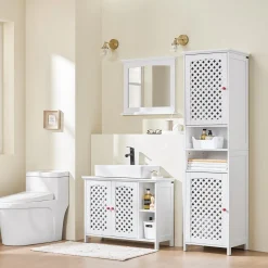 SoBuy Lustro ścienne z półką Biały 60x3.5x53.5cm BZR212-W