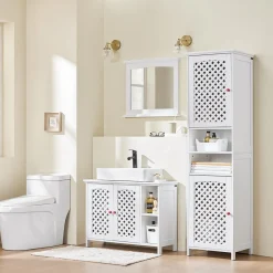 SoBuy Lustro ścienne z półką Biały 60x3.5x53.5cm BZR212-W