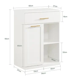 SoBuy Niska szafka łazienkowa z jedną szufladą Biały 66x37x90cm BZR66-W