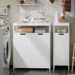 SoBuy Niska szafka łazienkowa z dwoma drzwiczkami Biały 70x35x89cm BZR121-W