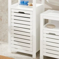 SoBuy Niska szafka łazienkowa z jednymi drzwiami Biały 42x30x90cm BZR67-W