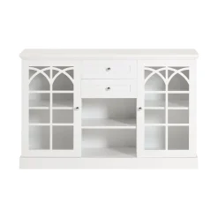 SoBuy Niski kredens z 2 szufladami Biały 120x39x78cm Nowoczesny FSB79-W