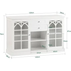 SoBuy Niski kredens z 2 szufladami Biały 120x39x78cm Nowoczesny FSB79-W