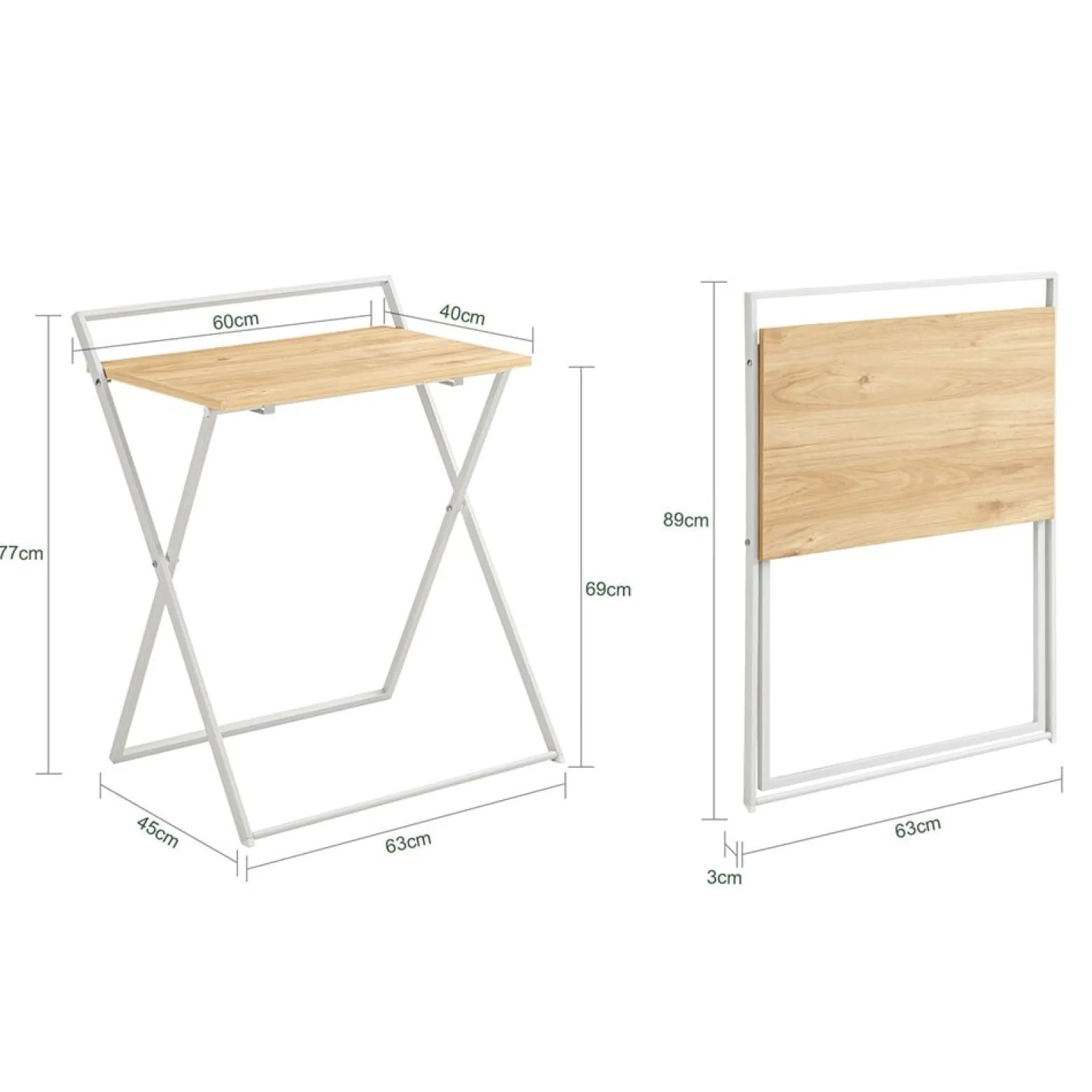 SoBuy Składane biurko komputerowe 63.5x40x78.5cm FWT88-WN