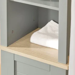 SoBuy Słupek łazienkowy z 1 drzwiami Jasnoszary 39x30x168cm BZR68-HG