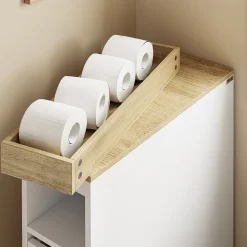 SoBuy Szafka łazienkowa z 4 szufladami Biały 60x20x82cm BZR54-K-W