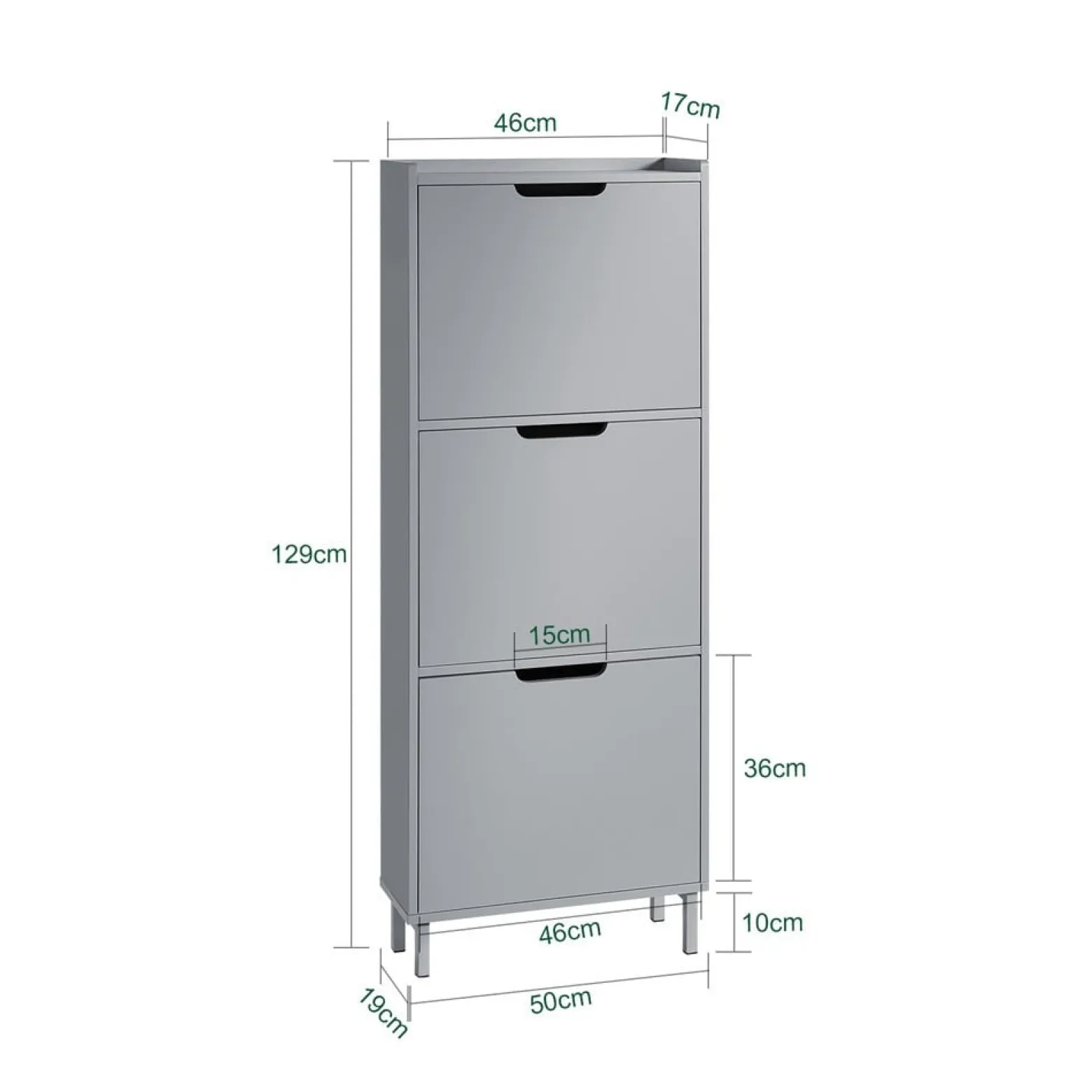 SoBuy Szafka na buty z 4 drzwiami Jasnoszary 50.3x19x129cm FSR151-H-HG