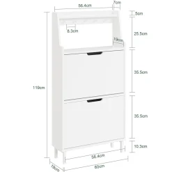 SoBuy Szafka na buty z 2 drzwiami Biały 60x19x119cm FSR221-W