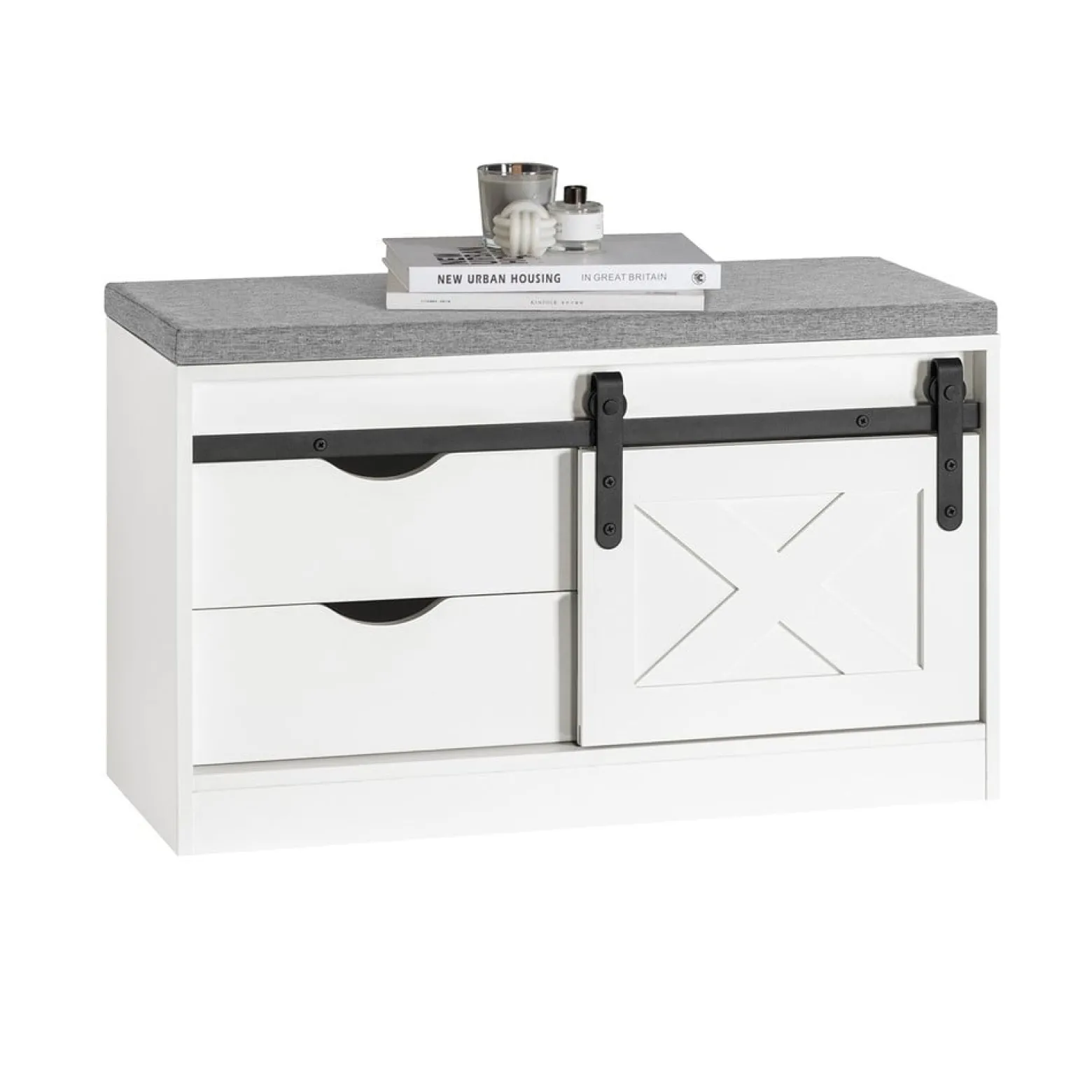 SoBuy Szafka na buty z dwiema szufladami Biały 80x30x49cm FSR153-W