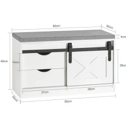 SoBuy Szafka na buty z dwiema szufladami Biały 80x30x49cm FSR153-W
