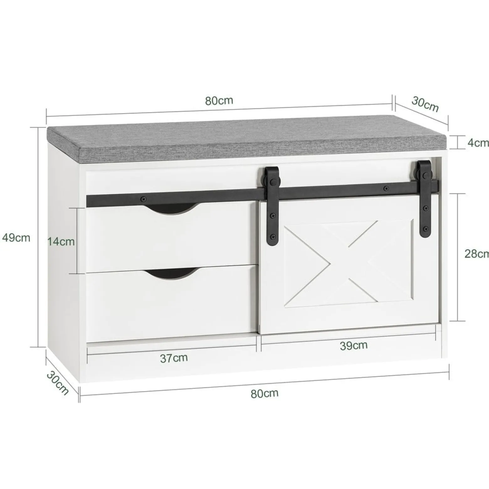 SoBuy Szafka na buty z dwiema szufladami Biały 80x30x49cm FSR153-W