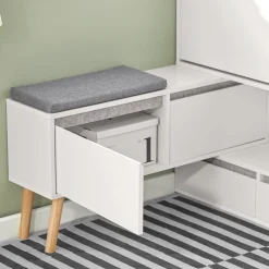 SoBuy Szafka na buty z 2 szufladami Biały 124x24x114.5cm FSR134-W