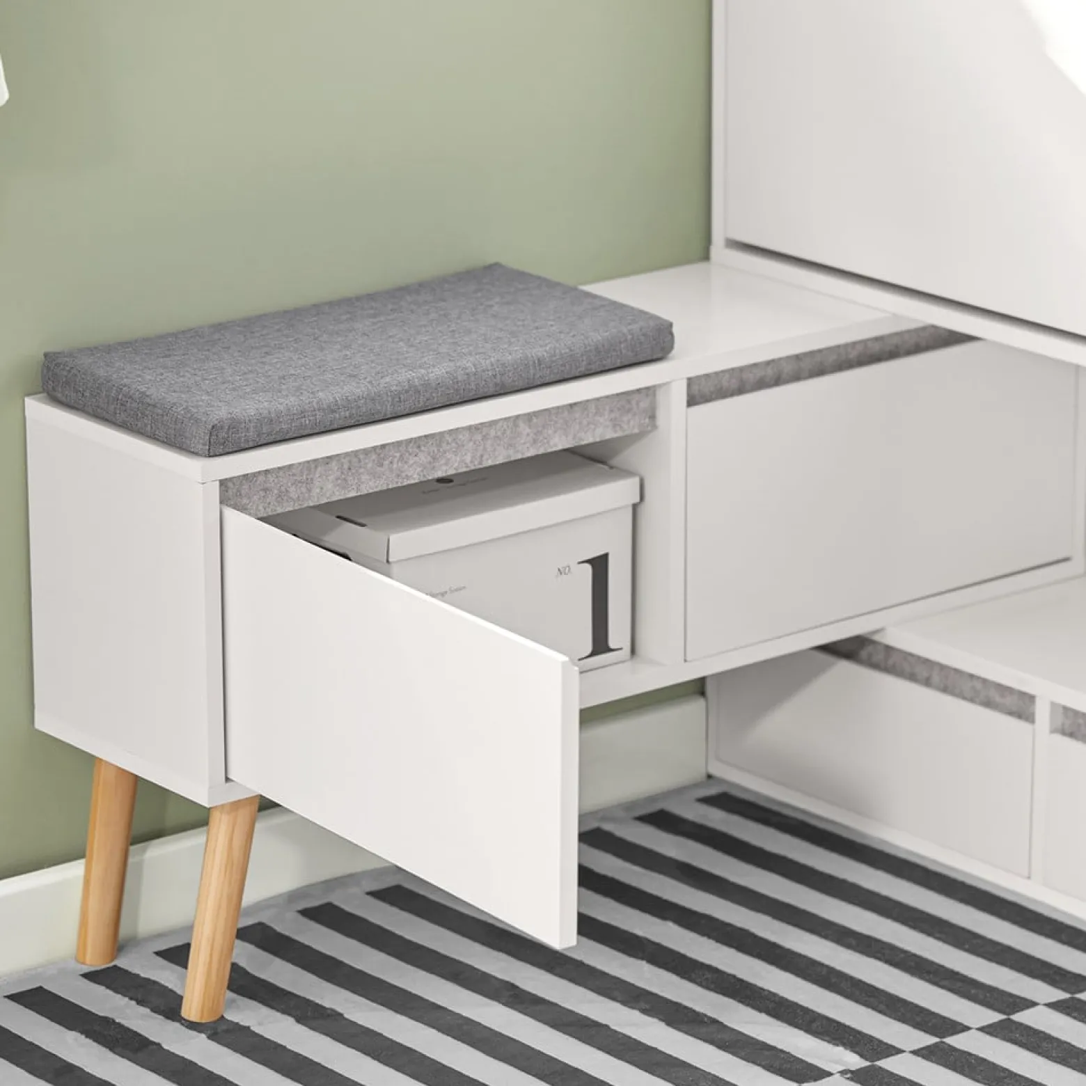 SoBuy Szafka na buty z 2 szufladami Biały 124x24x114.5cm FSR134-W