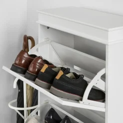 SoBuy Szafka na buty z trzema drzwiczkami Biały Nowoczesny FSR94-W
