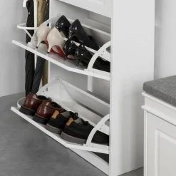 SoBuy Szafka na buty z trzema drzwiczkami Biały Nowoczesny FSR94-W