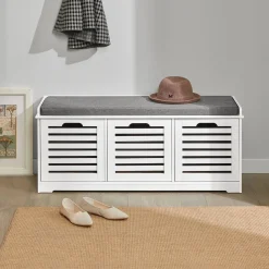 SoBuy Szafka na buty z trzema szufladami Biały 105x35x43cm FSR23-W