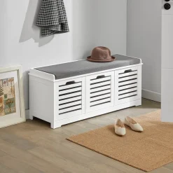 SoBuy Szafka na buty z trzema szufladami Biały 105x35x43cm FSR23-W