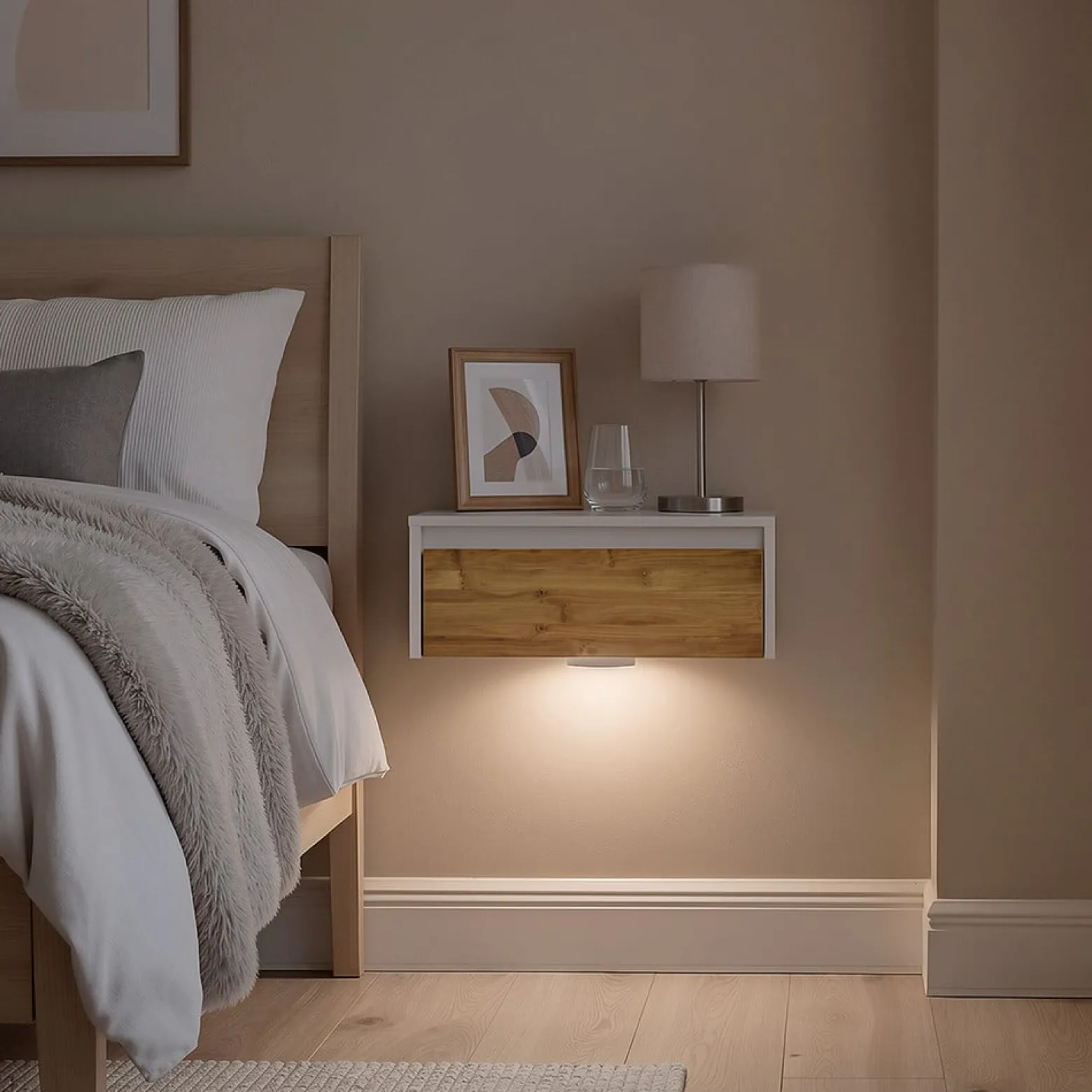 SoBuy Szafka nocna wisząca z szufladą Biały 40x29x15 cm FBT174-E-WN