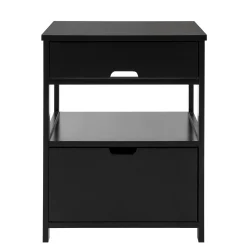 SoBuy Szafka nocna z 2 szufladami Czarny 45x37.5x55cm Nowoczesny FRG258-SCH