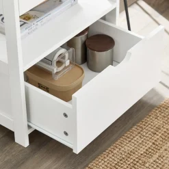 SoBuy Szafka nocna z 2 szufladami Biały 45x38x55.5cm Nowoczesny FRG258-II-W