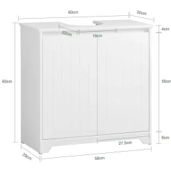 SoBuy Szafka pod umywalkę z dwoma drzwiczkami Biały 60x30x60cm BZR108-II-W