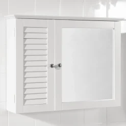 SoBuy Wisząca szafka z 2 drzwiczkami Biały 65x14x49cm BZR55-W