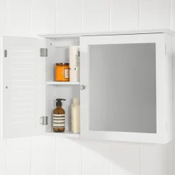 SoBuy Wisząca szafka z 2 drzwiczkami Biały 65x14x49cm BZR55-W