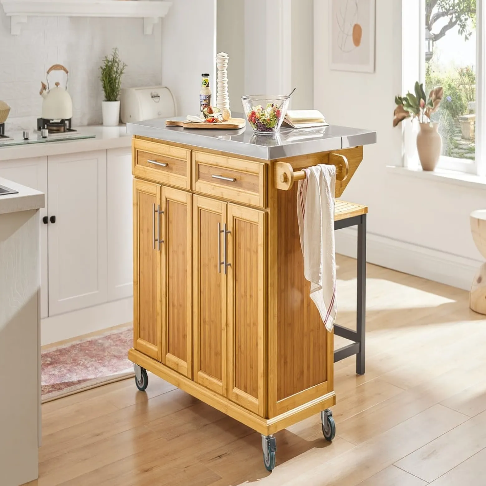 SoBuy Wyspa kuchenna z dwiema szufladami 115x71x92.5cm Funkcjonalny FKW69-N