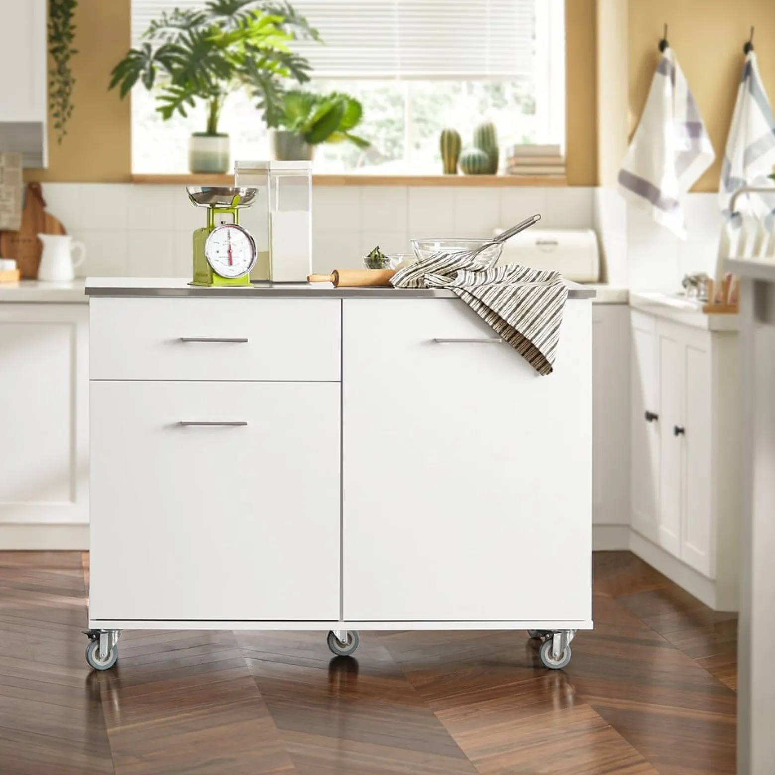 SoBuy Wyspa kuchenna z jedną szufladą Biały 120x56x90.5cm FKW117-W