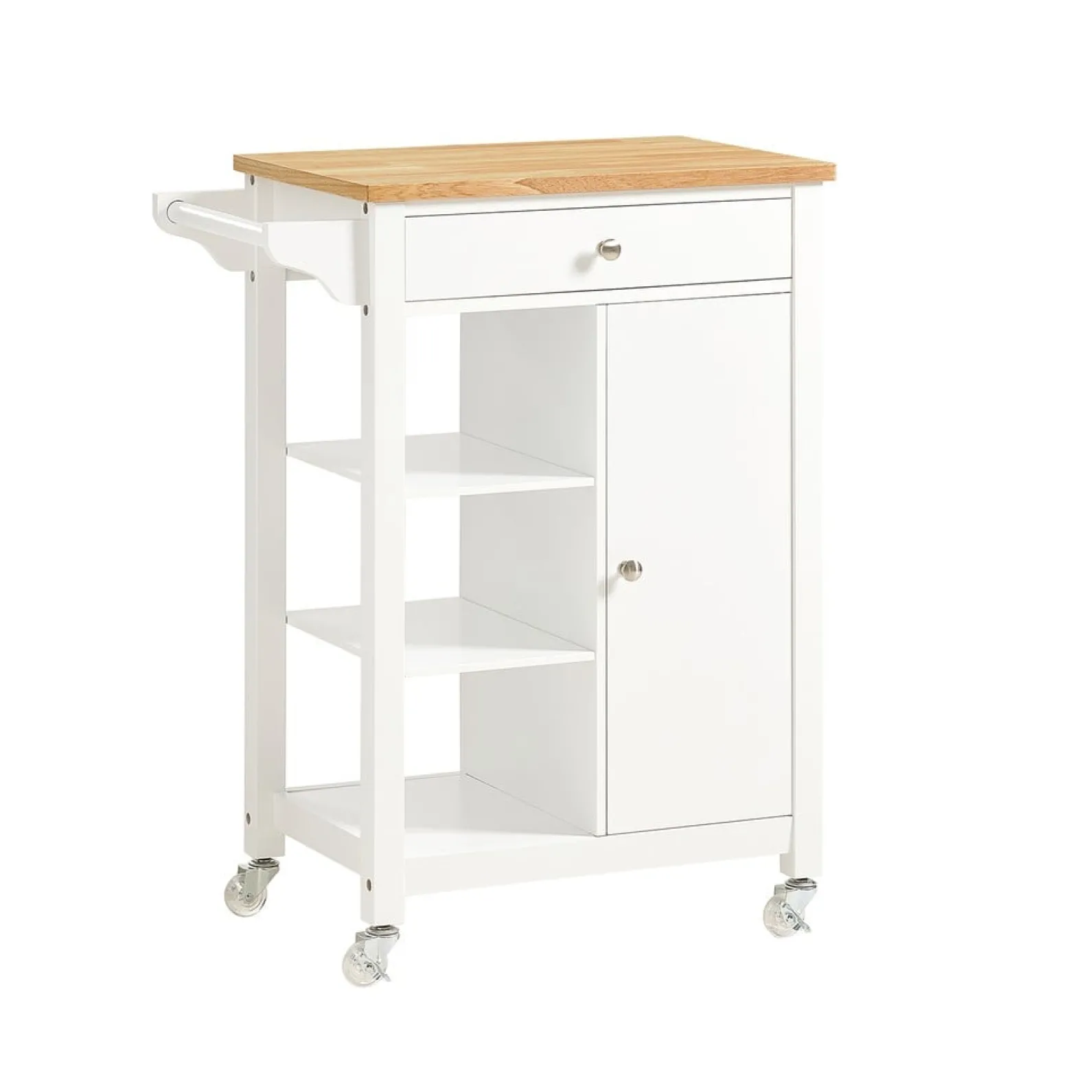 SoBuy Wózek kuchenny z szufladą Biały 67.5x40x86.5cm Nowoczesny FKW46-NW