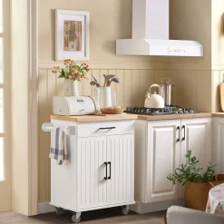 SoBuy Wózek kuchenny z szufladą 74x45.6x91cm Nowoczesny FKW119-NW