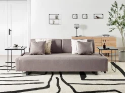 Sofa 3-osobowa ze stolikami brązowa