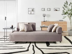 Sofa 3-osobowa ze stolikami brązowa