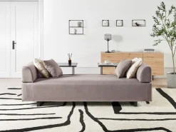 Sofa 3-osobowa ze stolikami brązowa