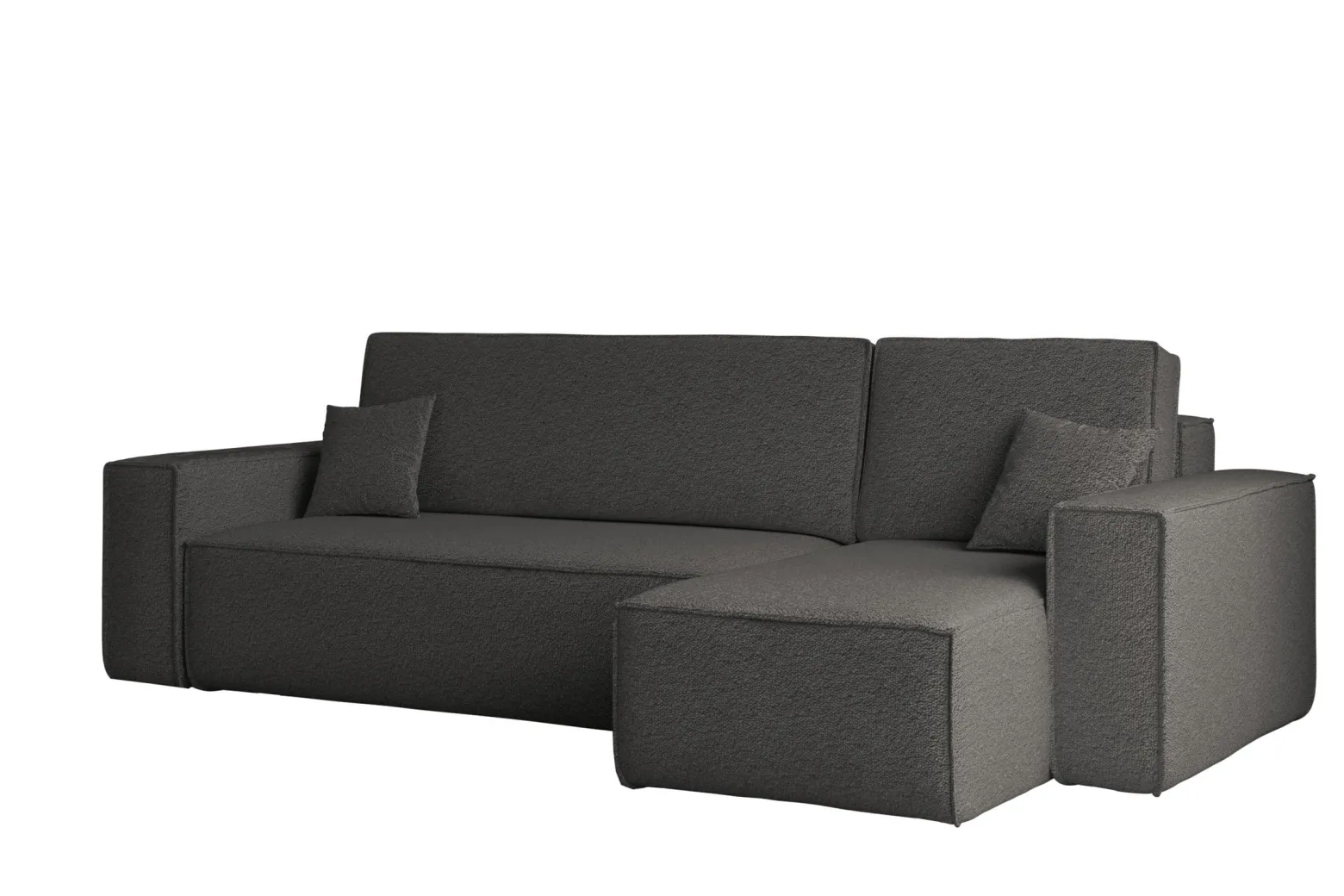 Sofa w kształcie L BEST, tkanina Abriamo, Grafitowy Prawostronny