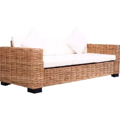 Sofa Biały rattan vidaXL