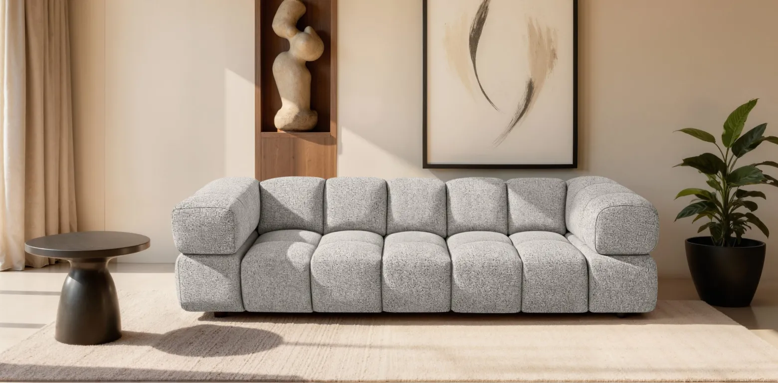 Sofa czteroosobowa, tkanina szenilowa Puente, Beżowy, Averro