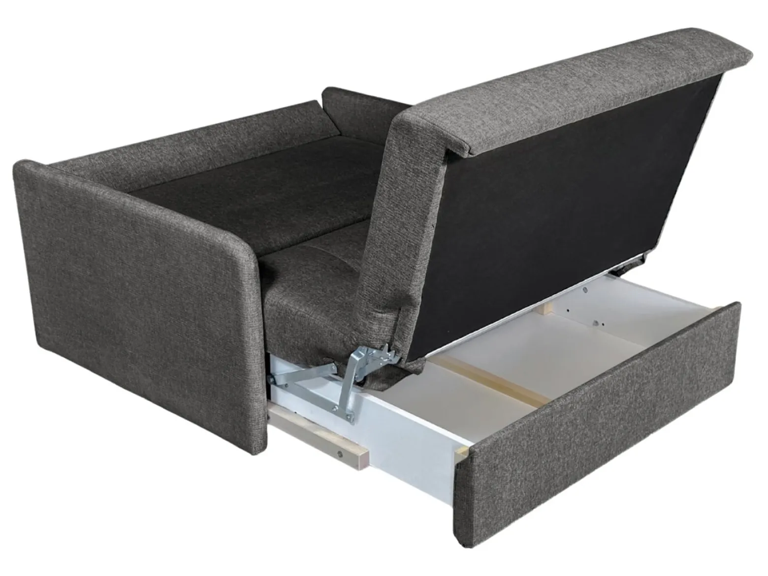 Sofa dwuosobowa Como z funkcja spania i pojemnikiem szara