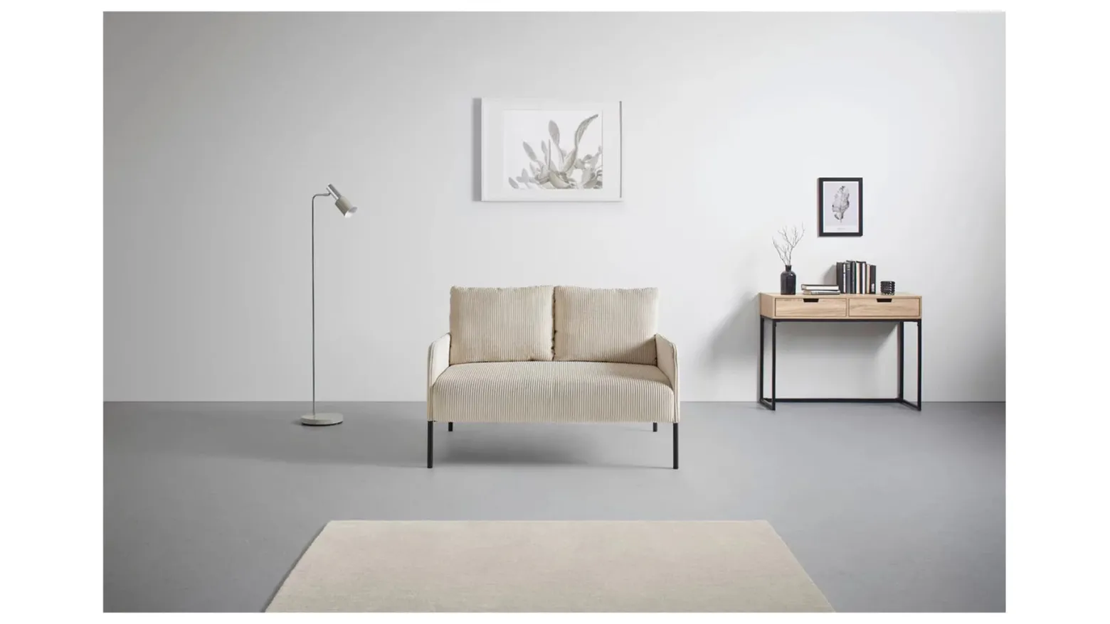 Sofa dwuosobowa Cord nierozkładana beżowa
