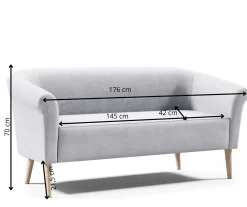 Sofa ESPERO z guzikami styl skandynawski 3 osobowa welur riviera 62