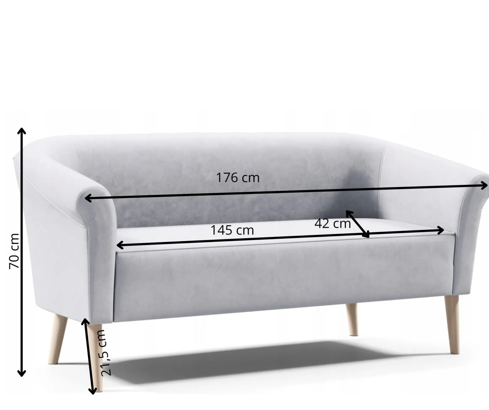 Sofa ESPERO z guzikami styl skandynawski 3 osobowa welur riviera 62