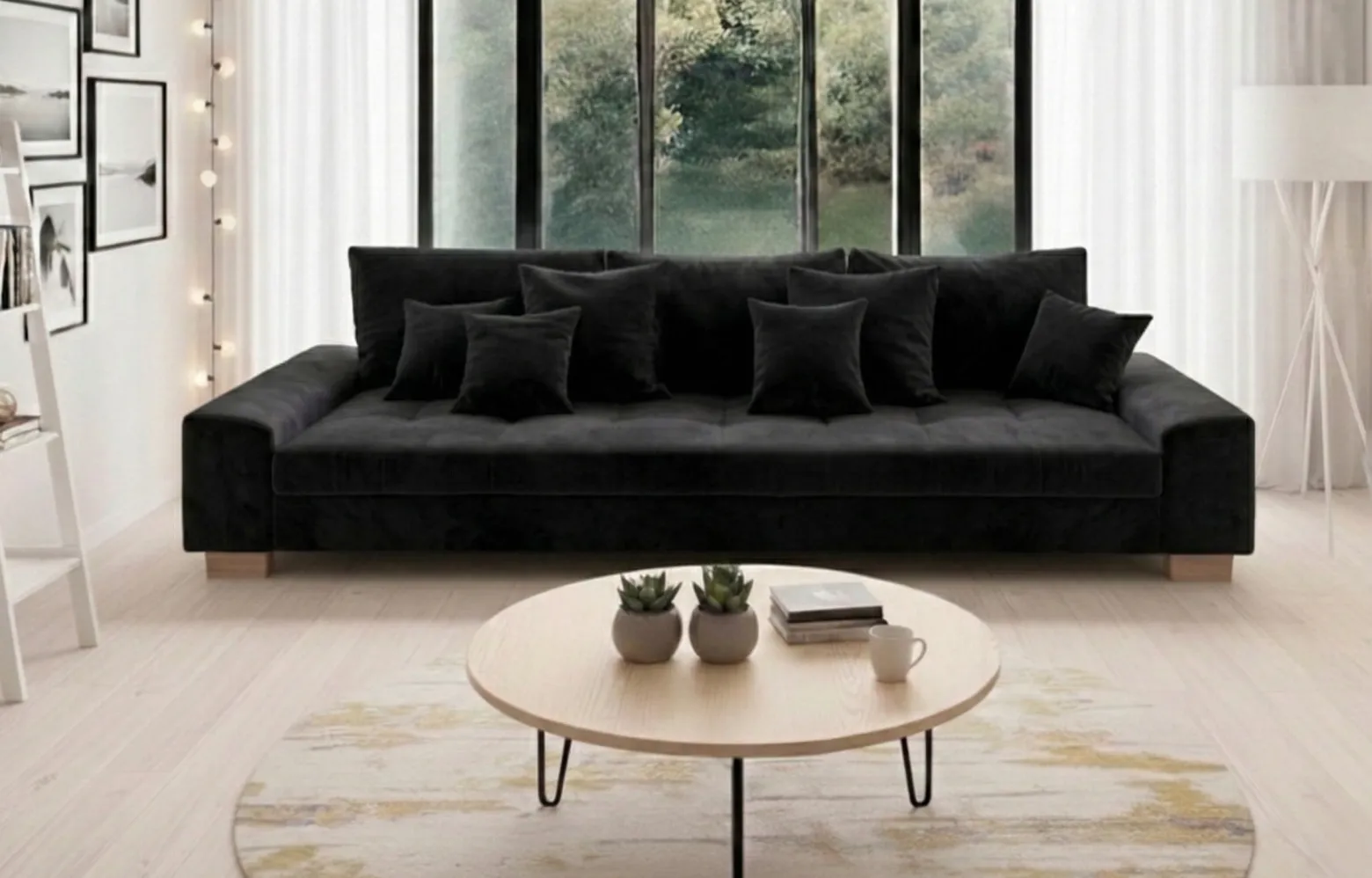 Sofa Kanapa Rozkładana z Funkcją Spania + Pojemnik do Salonu Magic Czarna
