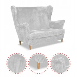 Sofa kanapa uszak Bonito skandynawska sztruks paski Family Meble szara