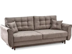 Sofa Lanti Beżowy Welur, Podstawa Orzech