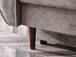 Sofa Lanti Beżowy Welur, Podstawa Orzech