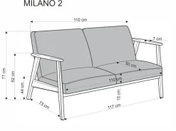 Sofa MILANO 2S szara/orzech dwuosobowa